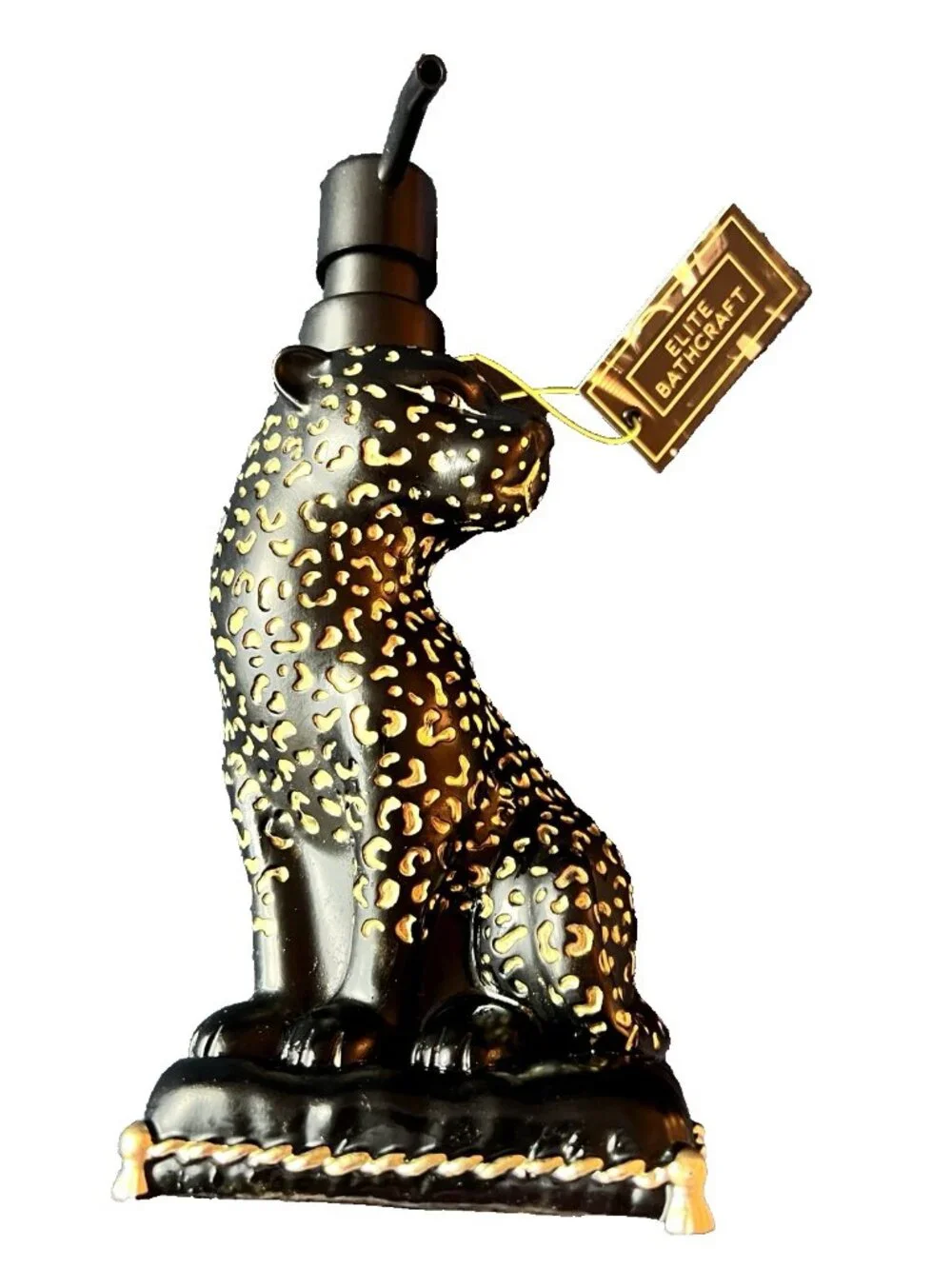 Black & Gold Leopard Soap Pump Elite Bathroom Decor Luxury Animal Print Vanity